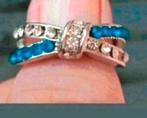 Ring saffier maat 16, Verzenden, Nieuw, Zilver
