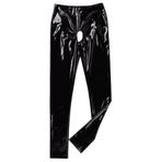 Dames chaps broek zwarte leren open lak wetlook sexy, Maat 38/40 (M), Verzenden, Zwart, Nieuw