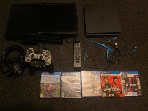 PlayStation 4, Spelcomputers en Games, Spelcomputers | Sony PlayStation 4, Zo goed als nieuw, Slim, 500 GB, Met 2 controllers