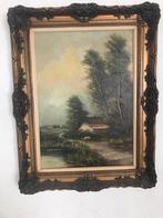 Schilderij met landschap en huisje, Ophalen of Verzenden