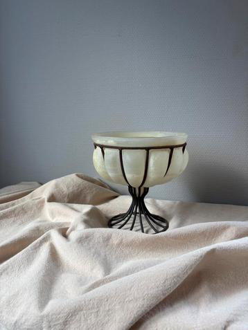 Vintage Venetiaans matglas & castiron houder h18cm beschikbaar voor biedingen