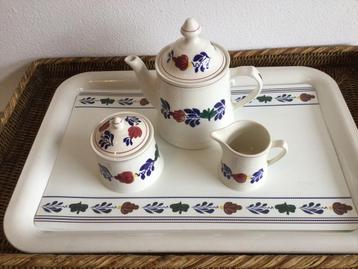 Boerenbont Boch België (Theepot, suikerpot met melkkannetje) beschikbaar voor biedingen