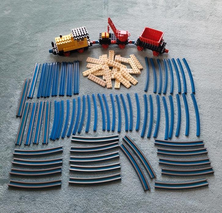 Lego trein 12 Volt blauwe rails locomotief & wagon (set 724), Kinderen en Baby's, Speelgoed | Duplo en Lego, Gebruikt, Lego, Complete set