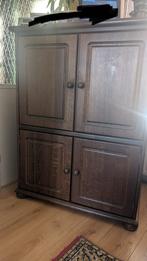 Eikenhouten TV Kast met Schuifdeuren, Ophalen, Gebruikt, 100 tot 150 cm, Eikenhout