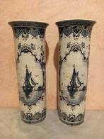 Antiek Delftsblauwe vazen met botters, Ophalen of Verzenden