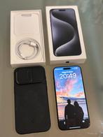 Nieuwstaat: Iphone 15 Pro MAX 256 GB blauw titanium + hoesje, 256 GB, 89 %, Blauw, IPhone 15 Pro Max