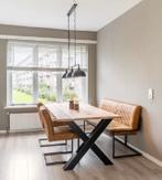 Eettafel met 2 stoelen en bankje, Huis en Inrichting, Tafels | Eettafels, Ophalen, Gebruikt, 100 tot 150 cm, 150 tot 200 cm