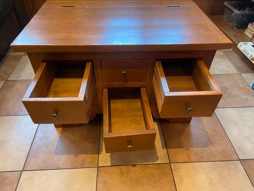 Massief houten salontafel + opbergkist, Huis en Inrichting, Tafels | Salontafels, Minder dan 50 cm, 50 tot 100 cm, Rechthoekig