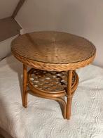 Vintage rotan rieten bijzettafel, Ophalen, 50 tot 75 cm, Rond, 50 tot 100 cm