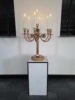 Gouden Kandelaar met Marmer Look Sokkel, Antiek en Kunst, Antiek | Kandelaars, Ophalen, Overige materialen