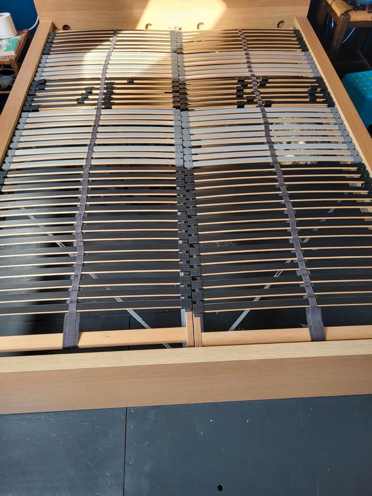 Ikea Malm bed 140x200 + lattenbodems, Huis en Inrichting, Slaapkamer | Bedden, Gebruikt, Tweepersoons, 140 cm, Hout, Wit, Ophalen