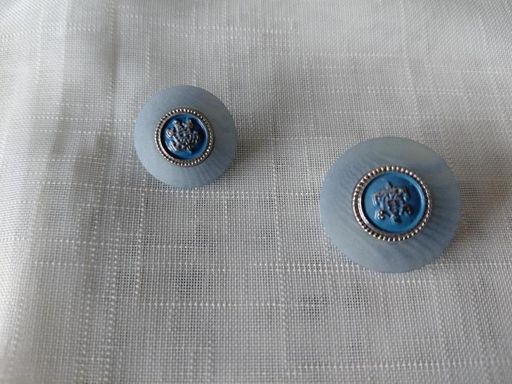blauwe bewerkte knoop, 2 verschillende maten,, Hobby en Vrije tijd, Naaien en Fournituren, Knoop of Knopen, Verzenden