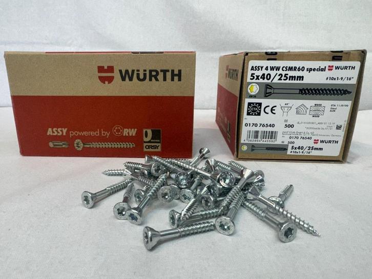 Spaanplaatschroeven grote partij Würth 5x40/25 500 stuks, Doe-het-zelf en Verbouw, IJzerwaren en Bevestigingsmiddelen, Nieuw, Schroeven