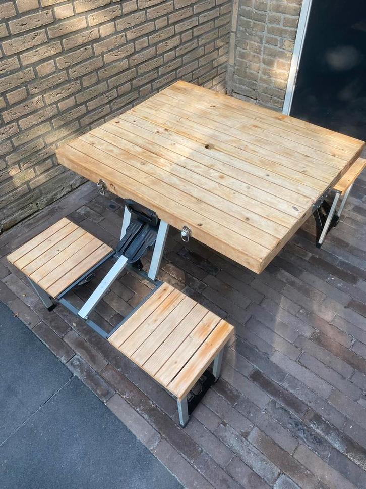 Opvouwbare Picknicktafel Bamboe, Caravans en Kamperen, Kampeermeubelen, Gebruikt, Ophalen