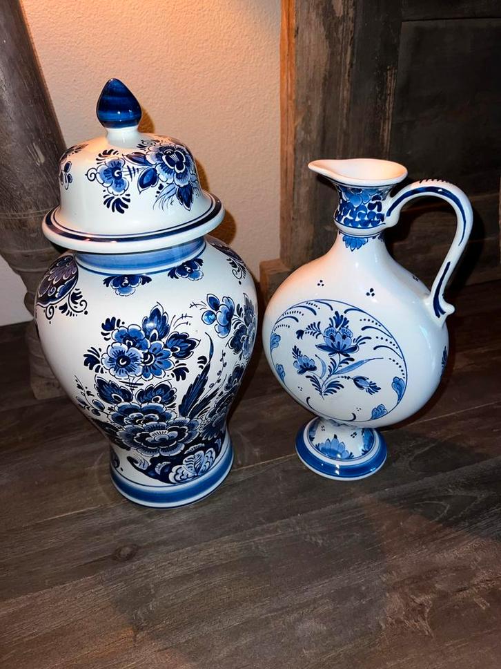Delfts Blauw Vaas en Kan, Antiek en Kunst, Antiek | Vazen, Ophalen of Verzenden