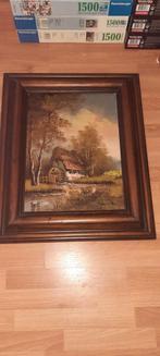 Schilderij met watermolen in houten lijst 55x45 cm, Ophalen