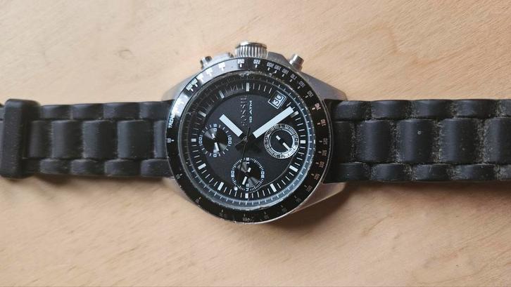 Fossil horloge, zwart, 38mm,, Sieraden, Tassen en Uiterlijk, Horloges | Heren, Gebruikt, Polshorloge, Overige merken, Staal, Kunststof