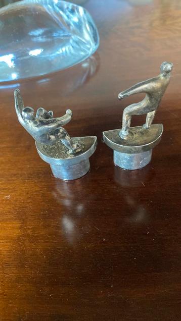 2 delige karaf met zwaar verzilverde doppen beschikbaar voor biedingen