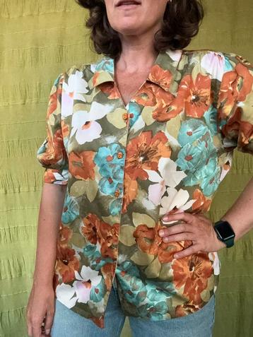 Vintage blouse / shirt - bloemenprint / print - 42/XL beschikbaar voor biedingen