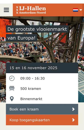 IJhallen kraam gezocht 15 november 2025 beschikbaar voor biedingen