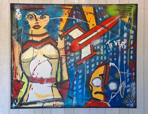 Schilderij abstract popart, Antiek en Kunst, Kunst | Schilderijen | Abstract, Ophalen