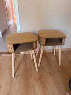 2 Houten Nachtkastjes met Opbergruimte, Minder dan 55 cm, Zo goed als nieuw, Rechthoekig, Hout