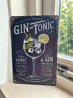 Prachtig vintage bord van Gin & Tonic 20x30, Verzenden, Zo goed als nieuw, Reclamebord