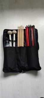 Stokkentas met shaker, drumstokken en mallets, Muziek en Instrumenten, Percussie, Ophalen of Verzenden, Gebruikt, Overige soorten