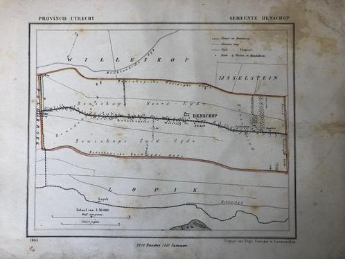 04 / Kuyper kaart Benschop Litho uit 1865, Antiek en Kunst, Kunst | Litho's en Zeefdrukken, Ophalen of Verzenden