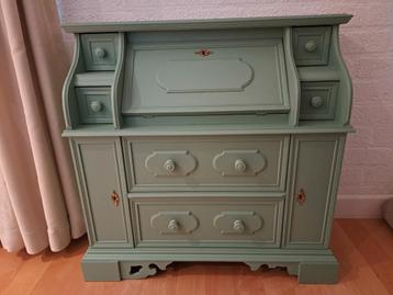 Antiek klein Secretaire Bureau - Mintgroen beschikbaar voor biedingen