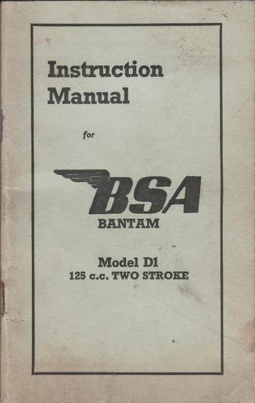 BSA Bantam D1 handleiding manual (4559z) beschikbaar voor biedingen