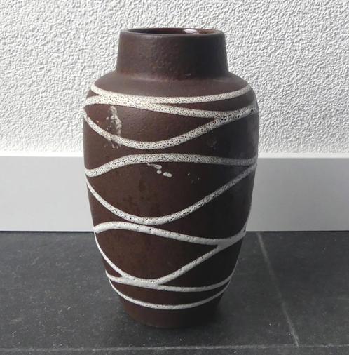 Scheurich 549-21 vintage vaas bruin wit West-Germany, Huis en Inrichting, Woonaccessoires | Vazen, Gebruikt, Wit, Minder dan 50 cm
