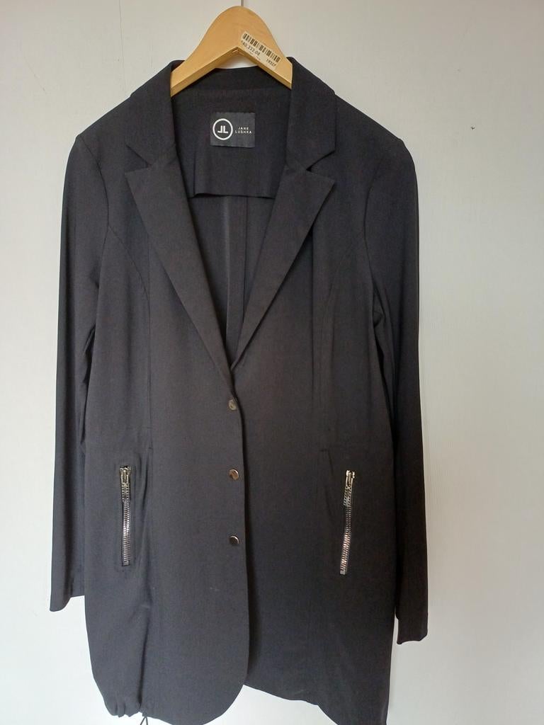 Jane Luscka Zwart Travelstof Blazer - Maat M, Zwart, Ophalen of Verzenden, Jasje, Jane Luscka