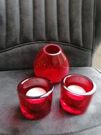 Glazen vaasje rood, Glas, Ophalen of Verzenden, Zo goed als nieuw, Rood