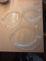 Vintage arcoroc france serveerplateau en 2 bordjes glas vis, Schaal, Ophalen of Verzenden, Overige vormen, Glas