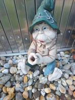 Leuke tuinkabouter met groene muts, Ophalen of Verzenden, Gebruikt, Beton, Tuinkabouter