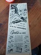 Advertentie van Omo gratis plastic autootjes 1958, Verzamelen, Ophalen of Verzenden, Zo goed als nieuw, Overige typen