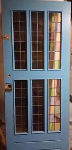 Houten deur met glas in lood, Doe-het-zelf en Verbouw, Deuren en Horren, Gebruikt, Binnendeur, Ophalen of Verzenden, Glas