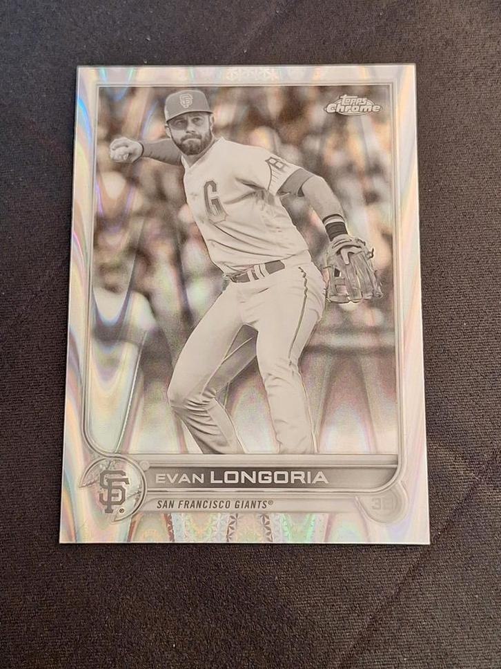 Evan Longoria (Black & White RayWave) #54 2022 Topps Chrome, Sport en Fitness, Honkbal en Softbal, Nieuw, Overige typen, Honkbal