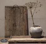 Oud houten railway dienblad mt M hout stoer sober landelijk