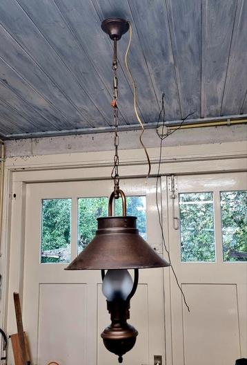 Bronskleurige hanglamp, model olielamp beschikbaar voor biedingen