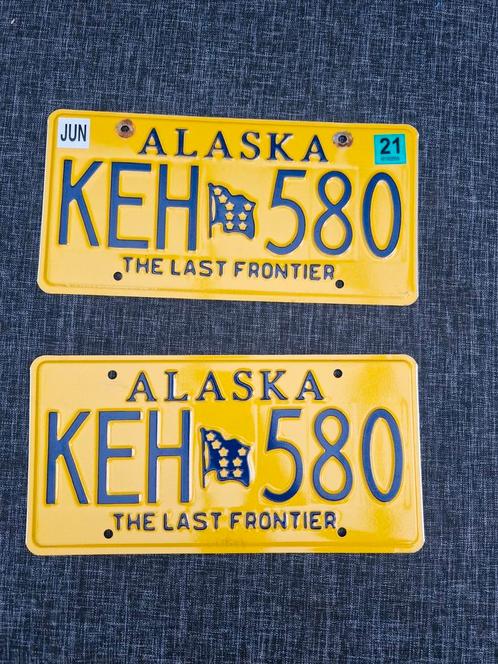 Kentekenplaat SET Alaska USA 2 nummerborden nummerplaten VS, Verzamelen, Automerken, Motoren en Formule 1, Gebruikt, Auto's, Ophalen of Verzenden