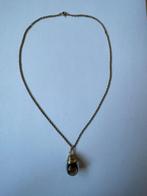 Bruine glas hanger aan goudkleurige ketting, Ophalen, Bruin, Zo goed als nieuw, Overige materialen