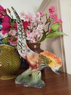 Franse brocante barbotine vogel beeld deco 36 cm, Antiek en Kunst, Ophalen of Verzenden