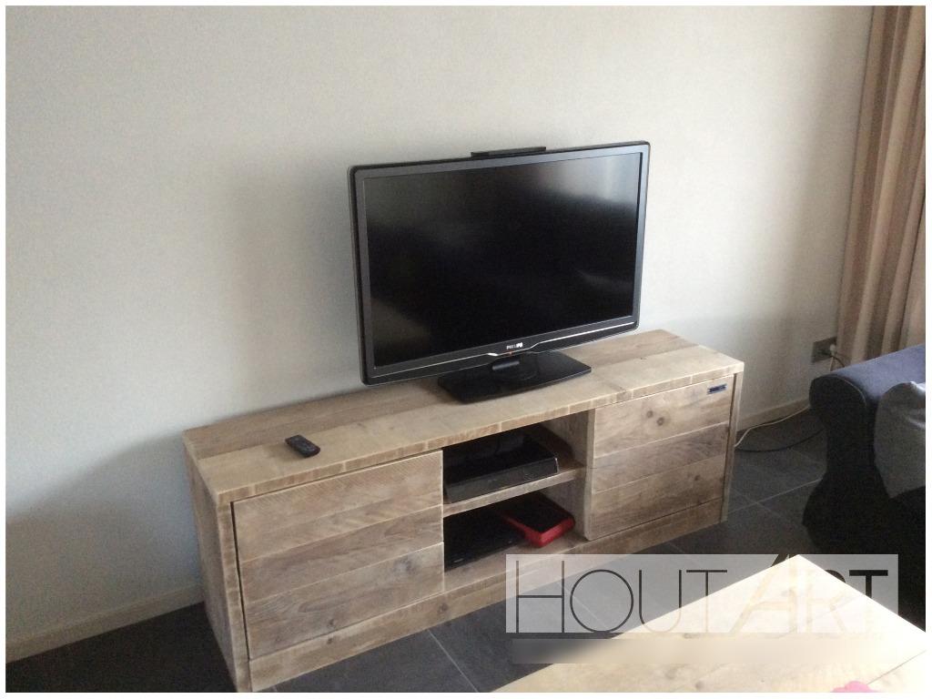 TV-meubel STEIGERHOUT met deurtjes, Landelijk, industrieel, 150 tot 200 cm, Info@hout-art.nl, Nieuw