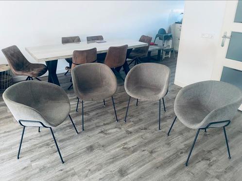 Eetkamerstoelen van Zuiver | 4 Design eetkamerstoelen, Huis en Inrichting, Stoelen, Gebruikt, Vier, Metaal, Stof, Grijs, Ophalen