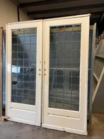 Oude ensuite / schuifdeuren glas in lood 221x177, Ophalen, Gebruikt, Binnendeur, Schuifdeur