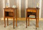 Set middenbruine Franse nachtkastjes in Louis XV-stijl, Gebruikt, Ophalen of Verzenden, --, --