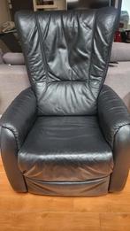 Himolla Elektrische Relaxfauteuil Zwart Leer, Ophalen, Gebruikt, 75 tot 100 cm, Modern