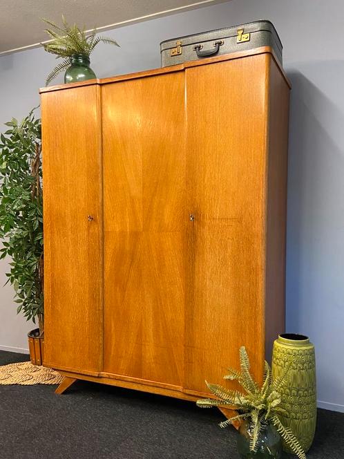 Vintage Stokking’s kledingkast jaren 50/60 retro kast oak, Huis en Inrichting, Kasten | Buffetkasten, Zo goed als nieuw, 150 tot 200 cm